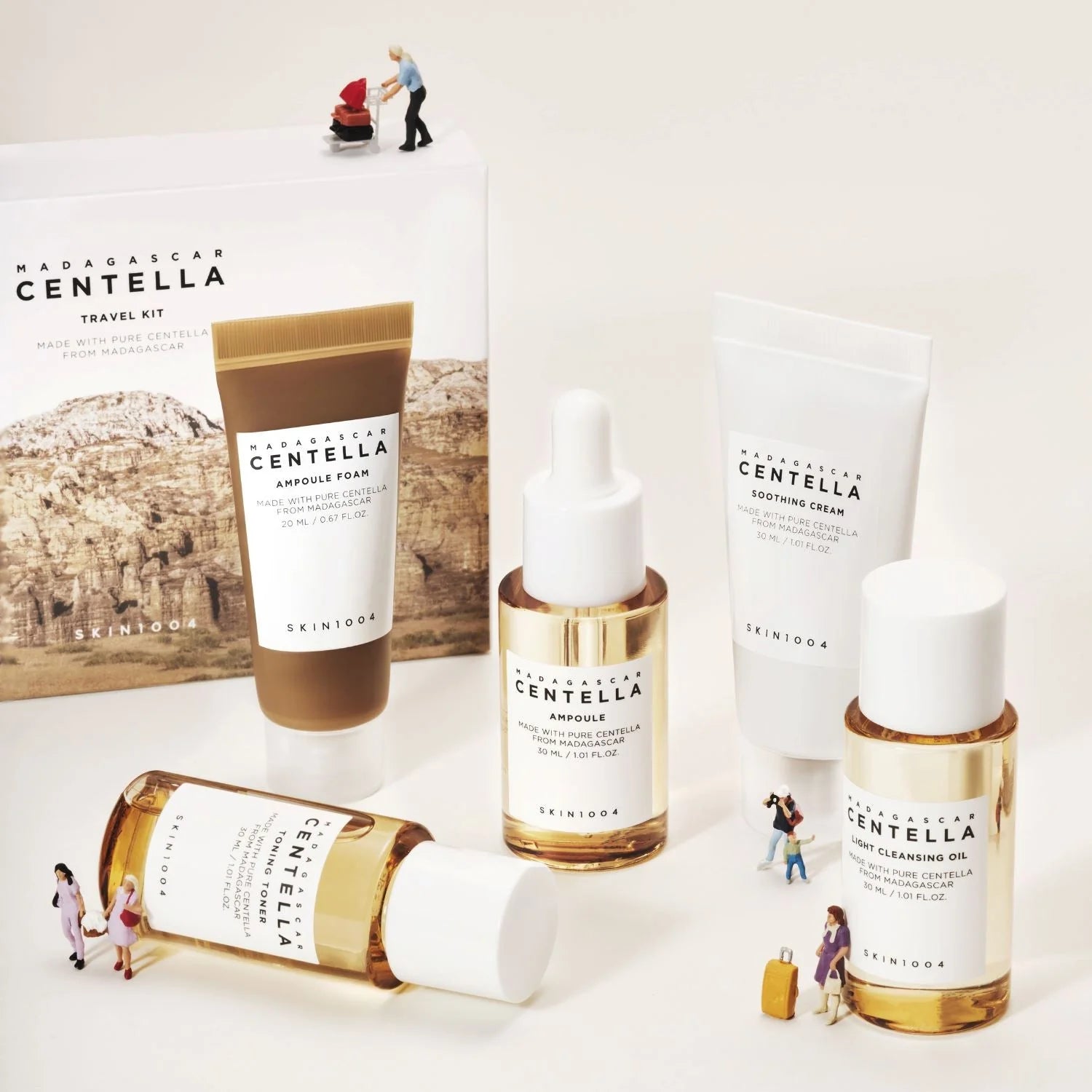 SKIN 1004 - Kit de Viaje - Ampolla, Tónico, Crema, Aceite Limpiador Madagascar Centella